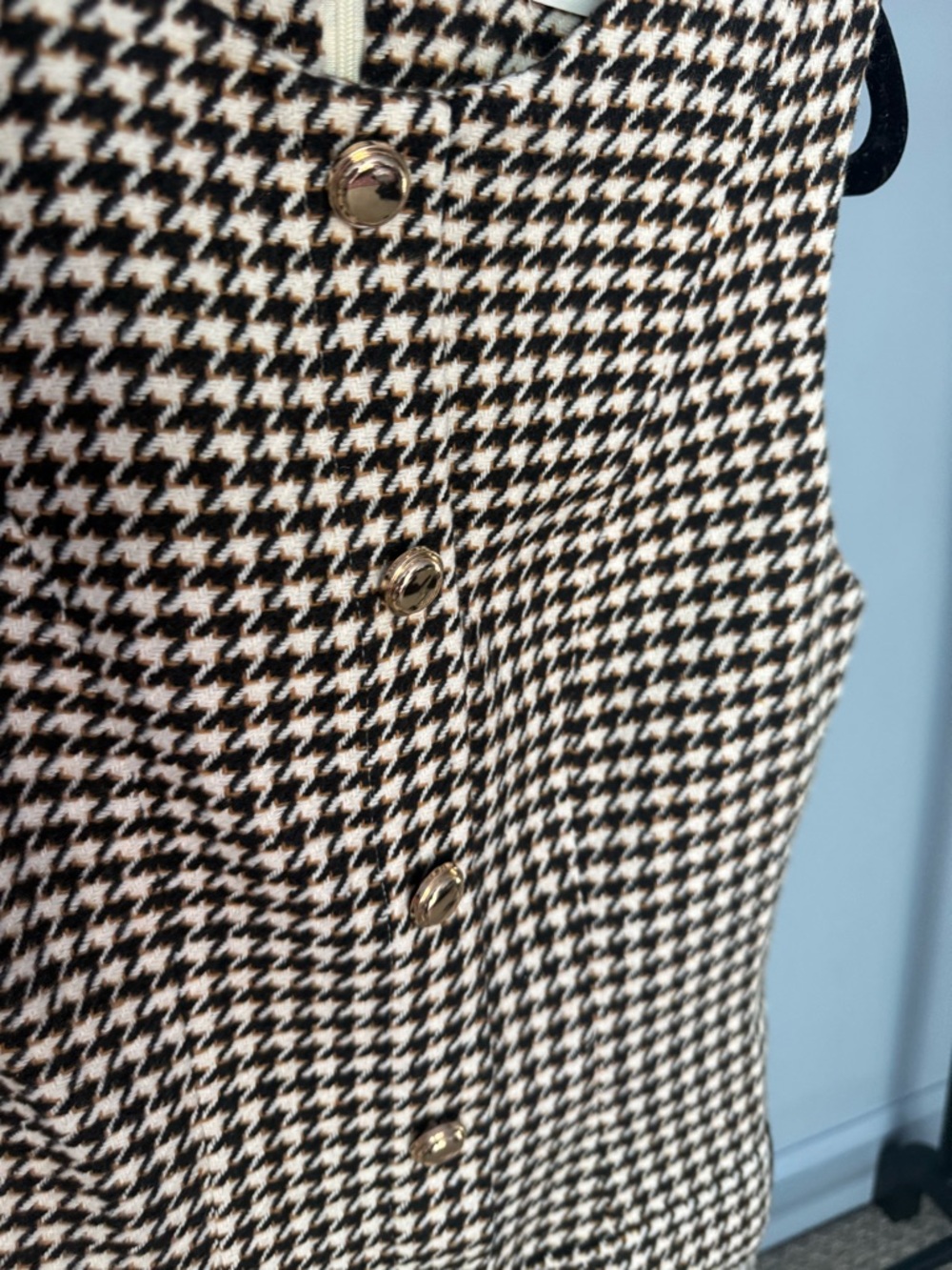 NWT Commense Houndstooth Sleeveless Pleated Hem Mini Dress Wool Blend - Picture 8 of 11
